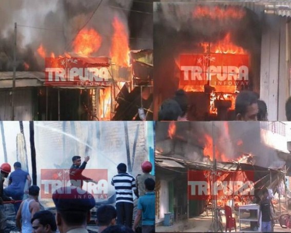 Tension prevails after massive fire engulfs Ambassa Bazaar, 10 shops burnt to ashes : no causality 